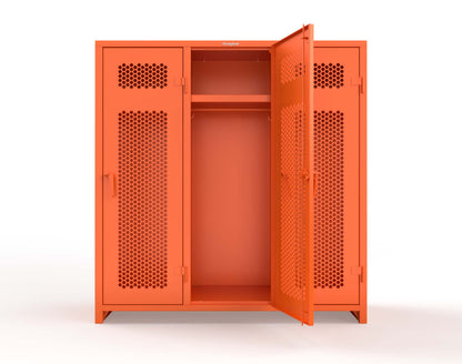 Extra Heavy Duty 14 GA Ventilated Single-Tier Locker with Shelf and Hanger Rod, 3 Compartments - 72 in. W x 24 in. D x 75 in. H - 66-3H-24-1T-L-2004
