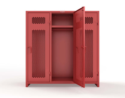 Extra Heavy Duty 14 GA Ventilated Single-Tier Locker with Shelf and Hanger Rod, 3 Compartments - 72 in. W x 24 in. D x 75 in. H - 66-3H-24-1T-L-3001