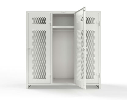 Extra Heavy Duty 14 GA Ventilated Single-Tier Locker with Shelf and Hanger Rod, 3 Compartments - 72 in. W x 24 in. D x 75 in. H - 66-3H-24-1T-L-9003