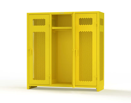 Extra Heavy Duty 14 GA Ventilated Single-Tier Locker with Shelf and Hanger Rod, 3 Compartments - 72 in. W x 24 in. D x 75 in. H - 66-3H-24-1T-L-1023