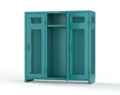 Extra Heavy Duty 14 GA Ventilated Single-Tier Locker with Shelf and Hanger Rod, 3 Compartments - 72 in. W x 24 in. D x 75 in. H - 66-3H-24-1T-L-5021