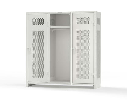 Extra Heavy Duty 14 GA Ventilated Single-Tier Locker with Shelf and Hanger Rod, 3 Compartments - 72 in. W x 24 in. D x 75 in. H - 66-3H-24-1T-L-9003