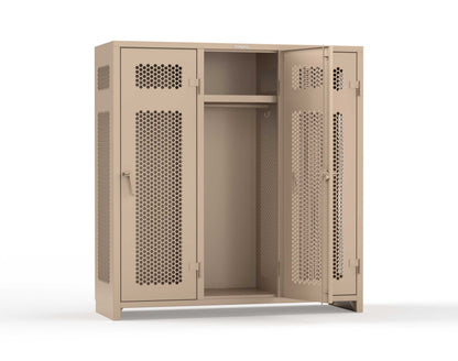 Extra Heavy Duty 14 GA Ventilated Single-Tier Locker with Shelf and Hanger Rod, 3 Compartments - 72 in. W x 24 in. D x 75 in. H - 66-3H-24-1T-L-1019