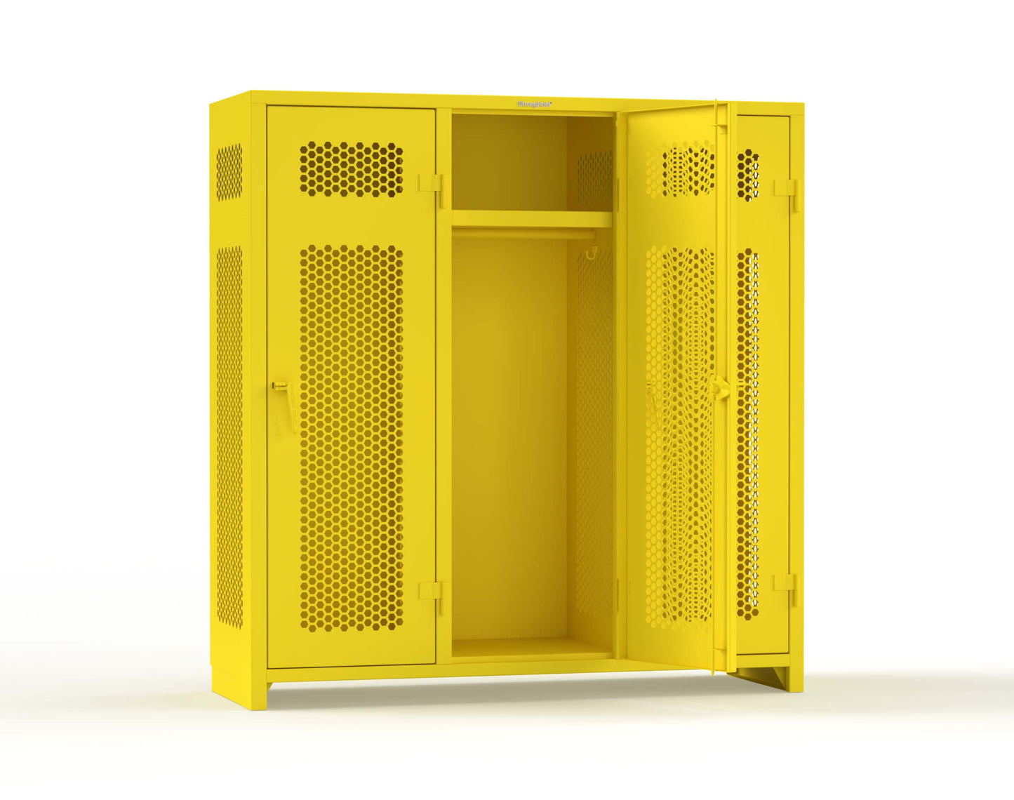 Extra Heavy Duty 14 GA Ventilated Single-Tier Locker with Shelf and Hanger Rod, 3 Compartments - 72 in. W x 24 in. D x 75 in. H - 66-3H-24-1T-L-1023
