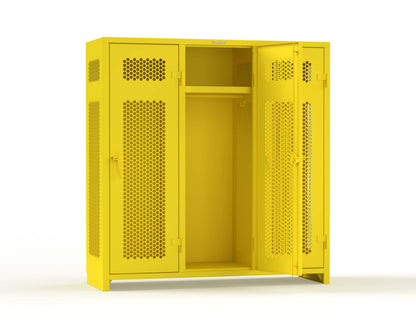 Extra Heavy Duty 14 GA Ventilated Single-Tier Locker with Shelf and Hanger Rod, 3 Compartments - 72 in. W x 24 in. D x 75 in. H - 66-3H-24-1T-L-1023