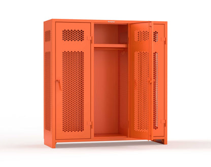 Extra Heavy Duty 14 GA Ventilated Single-Tier Locker with Shelf and Hanger Rod, 3 Compartments - 72 in. W x 24 in. D x 75 in. H - 66-3H-24-1T-L-2004