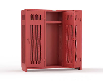Extra Heavy Duty 14 GA Ventilated Single-Tier Locker with Shelf and Hanger Rod, 3 Compartments - 72 in. W x 24 in. D x 75 in. H - 66-3H-24-1T-L-3001