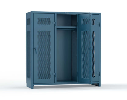 Extra Heavy Duty 14 GA Ventilated Single-Tier Locker with Shelf and Hanger Rod, 3 Compartments - 72 in. W x 24 in. D x 75 in. H - 66-3H-24-1T-L-5010