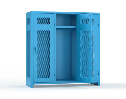Extra Heavy Duty 14 GA Ventilated Single-Tier Locker with Shelf and Hanger Rod, 3 Compartments - 72 in. W x 24 in. D x 75 in. H - 66-3H-24-1T-L-5012