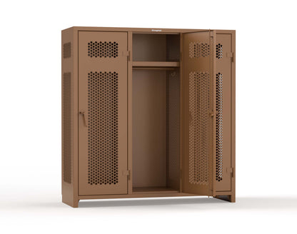 Extra Heavy Duty 14 GA Ventilated Single-Tier Locker with Shelf and Hanger Rod, 3 Compartments - 72 in. W x 24 in. D x 75 in. H - 66-3H-24-1T-L-8025