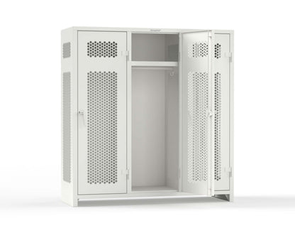 Extra Heavy Duty 14 GA Ventilated Single-Tier Locker with Shelf and Hanger Rod, 3 Compartments - 72 in. W x 24 in. D x 75 in. H - 66-3H-24-1T-L-9003
