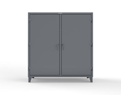 Extreme Duty 12 GA Double Shift Cabinet with 16 Drawers, 2 Shelves - 72 In. W x 24 In. D x 78 In. H - 66-DS-242-16DB-7024