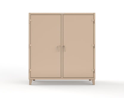 Extreme Duty 12 GA Double Shift Cabinet with 14 Drawers, 4 Shelves - 72 In. W x 24 In. D x 78 In. H - 66-DS-244-14DB-1019