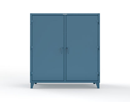 Extreme Duty 12 GA Double Shift Cabinet with 14 Drawers, 4 Shelves - 72 In. W x 24 In. D x 78 In. H - 66-DS-244-14DB-5001