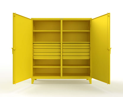 Extreme Duty 12 GA Double Shift Cabinet with 10 Drawers, 6 Shelves - 72 In. W x 24 In. D x 78 In. H - 66-DS-246-10DB-1021
