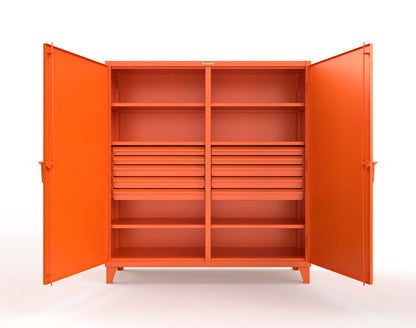 Extreme Duty 12 GA Double Shift Cabinet with 10 Drawers, 6 Shelves - 72 In. W x 24 In. D x 78 In. H - 66-DS-246-10DB-2009