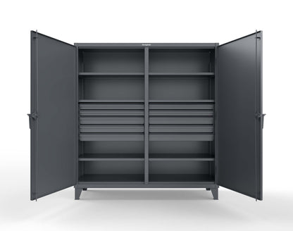 Extreme Duty 12 GA Double Shift Cabinet with 10 Drawers, 6 Shelves - 72 In. W x 24 In. D x 78 In. H - 66-DS-246-10DB-7024