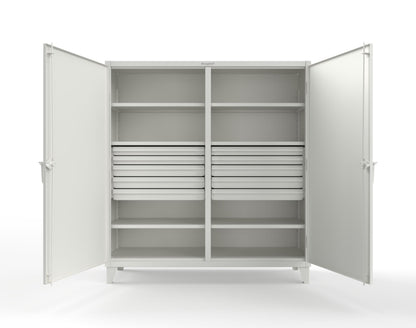 Extreme Duty 12 GA Double Shift Cabinet with 10 Drawers, 6 Shelves - 72 In. W x 24 In. D x 78 In. H - 66-DS-246-10DB-9003