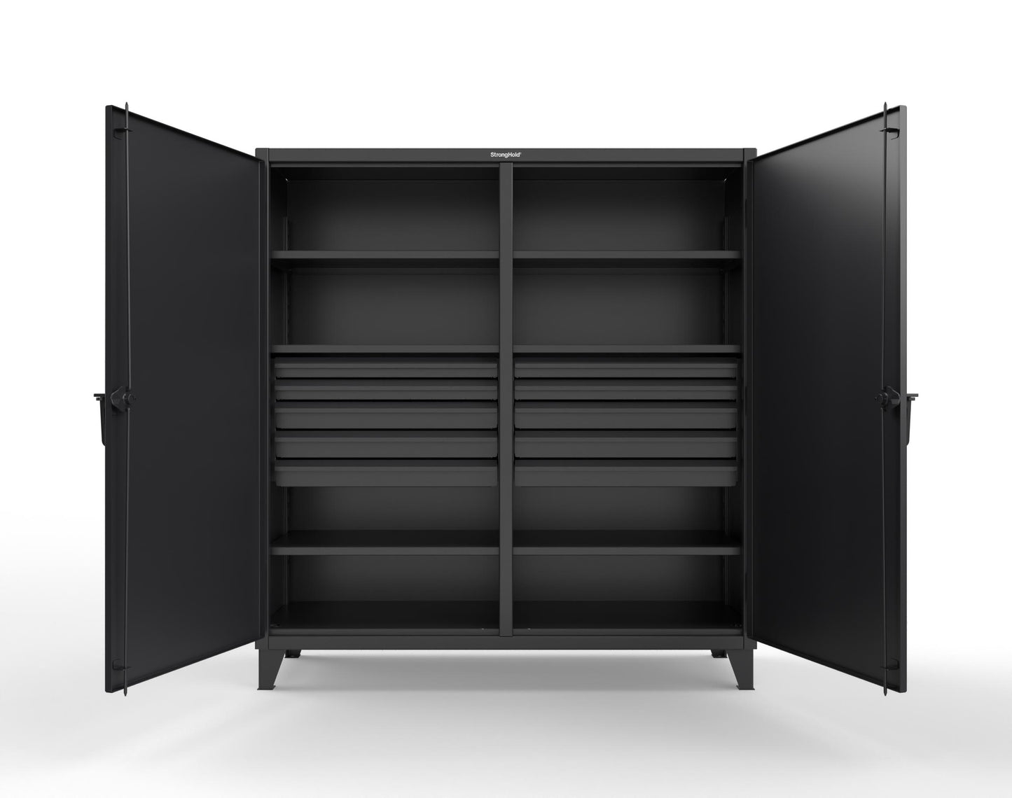 Extreme Duty 12 GA Double Shift Cabinet with 10 Drawers, 6 Shelves - 72 In. W x 24 In. D x 78 In. H - 66-DS-246-10DB-9005