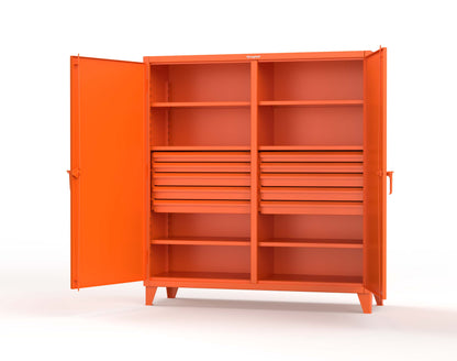 Extreme Duty 12 GA Double Shift Cabinet with 10 Drawers, 6 Shelves - 72 In. W x 24 In. D x 78 In. H - 66-DS-246-10DB-2009