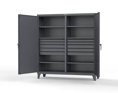 Extreme Duty 12 GA Double Shift Cabinet with 10 Drawers, 6 Shelves - 72 In. W x 24 In. D x 78 In. H - 66-DS-246-10DB-7024