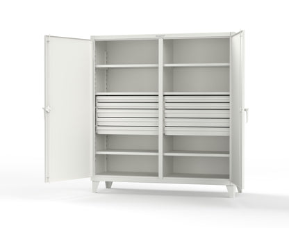 Extreme Duty 12 GA Double Shift Cabinet with 10 Drawers, 6 Shelves - 72 In. W x 24 In. D x 78 In. H - 66-DS-246-10DB-9003
