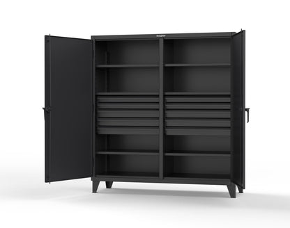 Extreme Duty 12 GA Double Shift Cabinet with 10 Drawers, 6 Shelves - 72 In. W x 24 In. D x 78 In. H - 66-DS-246-10DB-9005