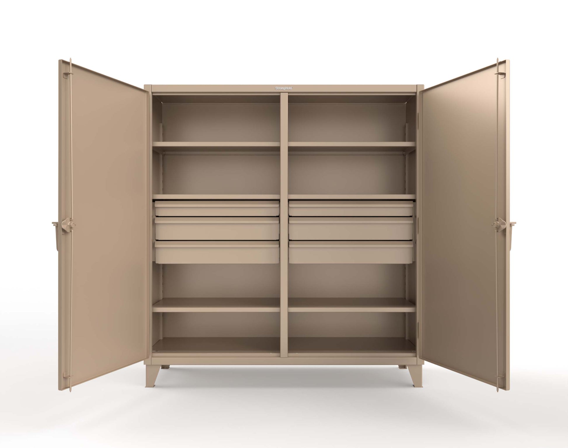 Extreme Duty 12 GA Double Shift Cabinet with 6 Drawers, 6 Shelves - 72 In. W x 24 In. D x 78 In. H - 66-DS-246-6DB-1019