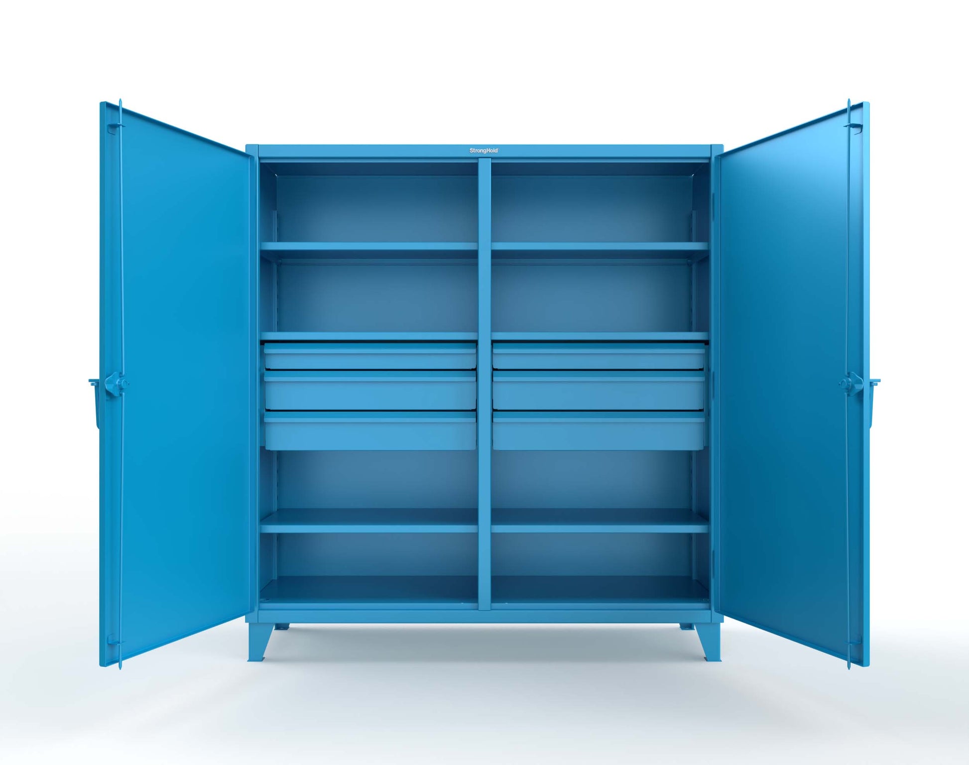 Extreme Duty 12 GA Double Shift Cabinet with 6 Drawers, 6 Shelves - 72 In. W x 24 In. D x 78 In. H - 66-DS-246-6DB-5012