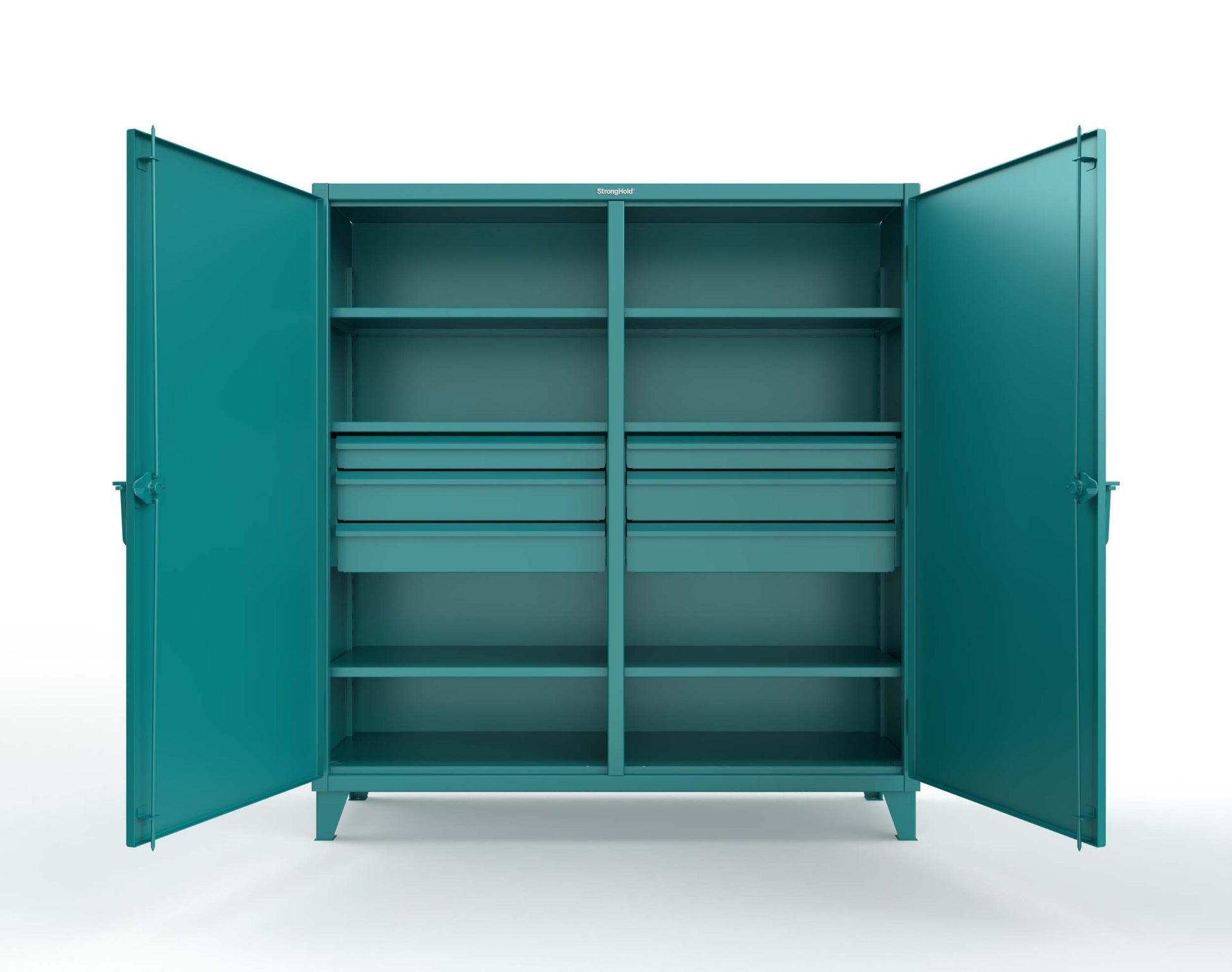 Extreme Duty 12 GA Double Shift Cabinet with 6 Drawers, 6 Shelves - 72 In. W x 24 In. D x 78 In. H - 66-DS-246-6DB-5021