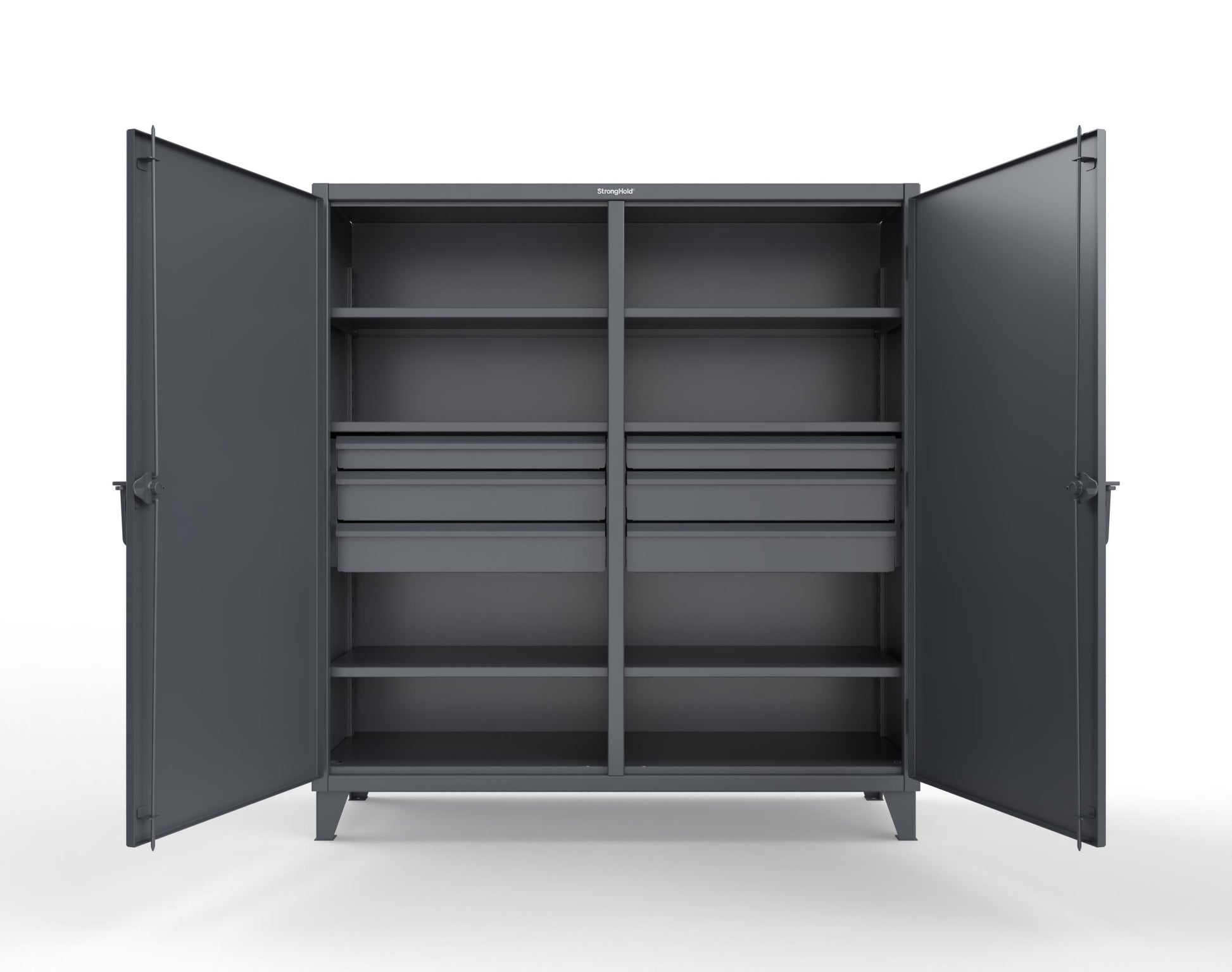 Extreme Duty 12 GA Double Shift Cabinet with 6 Drawers, 6 Shelves - 72 In. W x 24 In. D x 78 In. H - 66-DS-246-6DB-7024