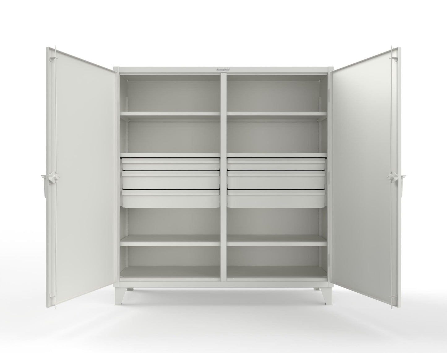 Extreme Duty 12 GA Double Shift Cabinet with 6 Drawers, 6 Shelves - 72 In. W x 24 In. D x 78 In. H - 66-DS-246-6DB-9003