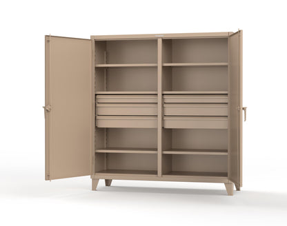 Extreme Duty 12 GA Double Shift Cabinet with 6 Drawers, 6 Shelves - 72 In. W x 24 In. D x 78 In. H - 66-DS-246-6DB-1019