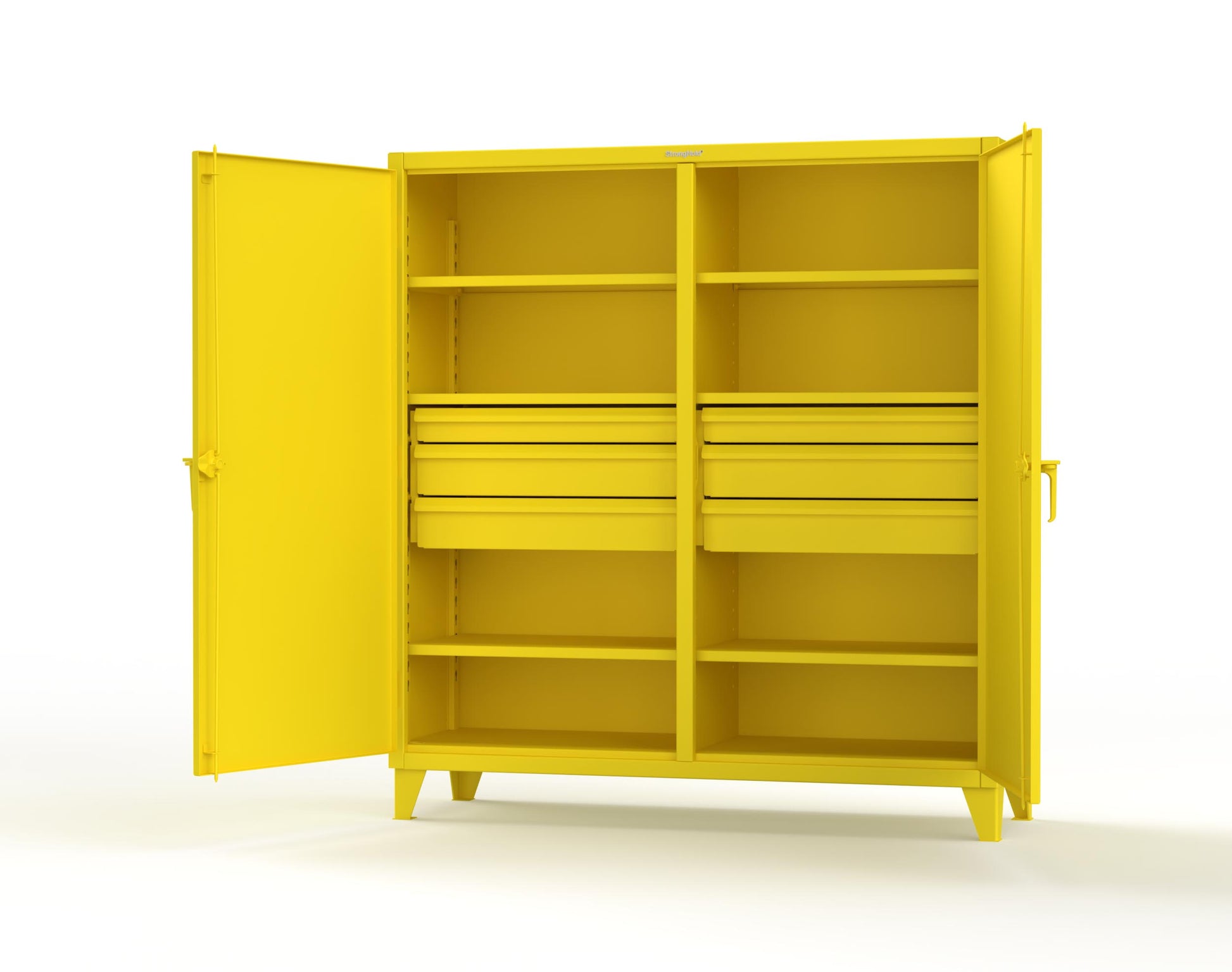 Extreme Duty 12 GA Double Shift Cabinet with 6 Drawers, 6 Shelves - 72 In. W x 24 In. D x 78 In. H - 66-DS-246-6DB-1021