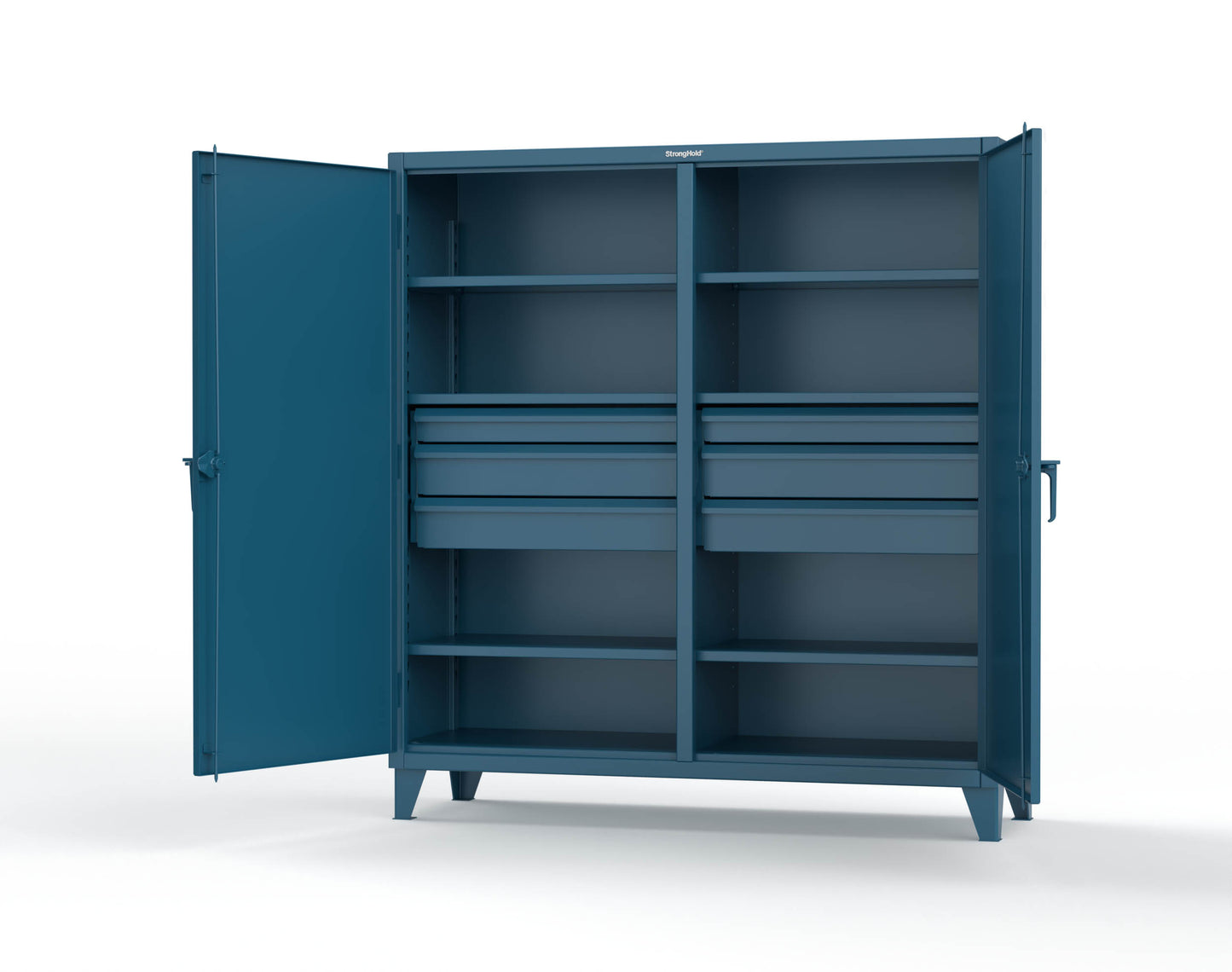 Extreme Duty 12 GA Double Shift Cabinet with 6 Drawers, 6 Shelves - 72 In. W x 24 In. D x 78 In. H - 66-DS-246-6DB-5001