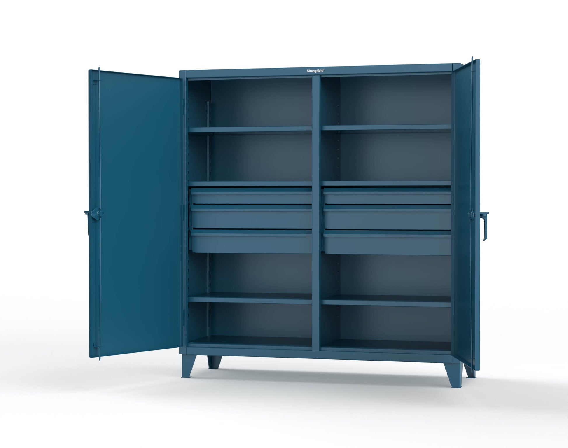 Extreme Duty 12 GA Double Shift Cabinet with 6 Drawers, 6 Shelves - 72 In. W x 24 In. D x 78 In. H - 66-DS-246-6DB-5001