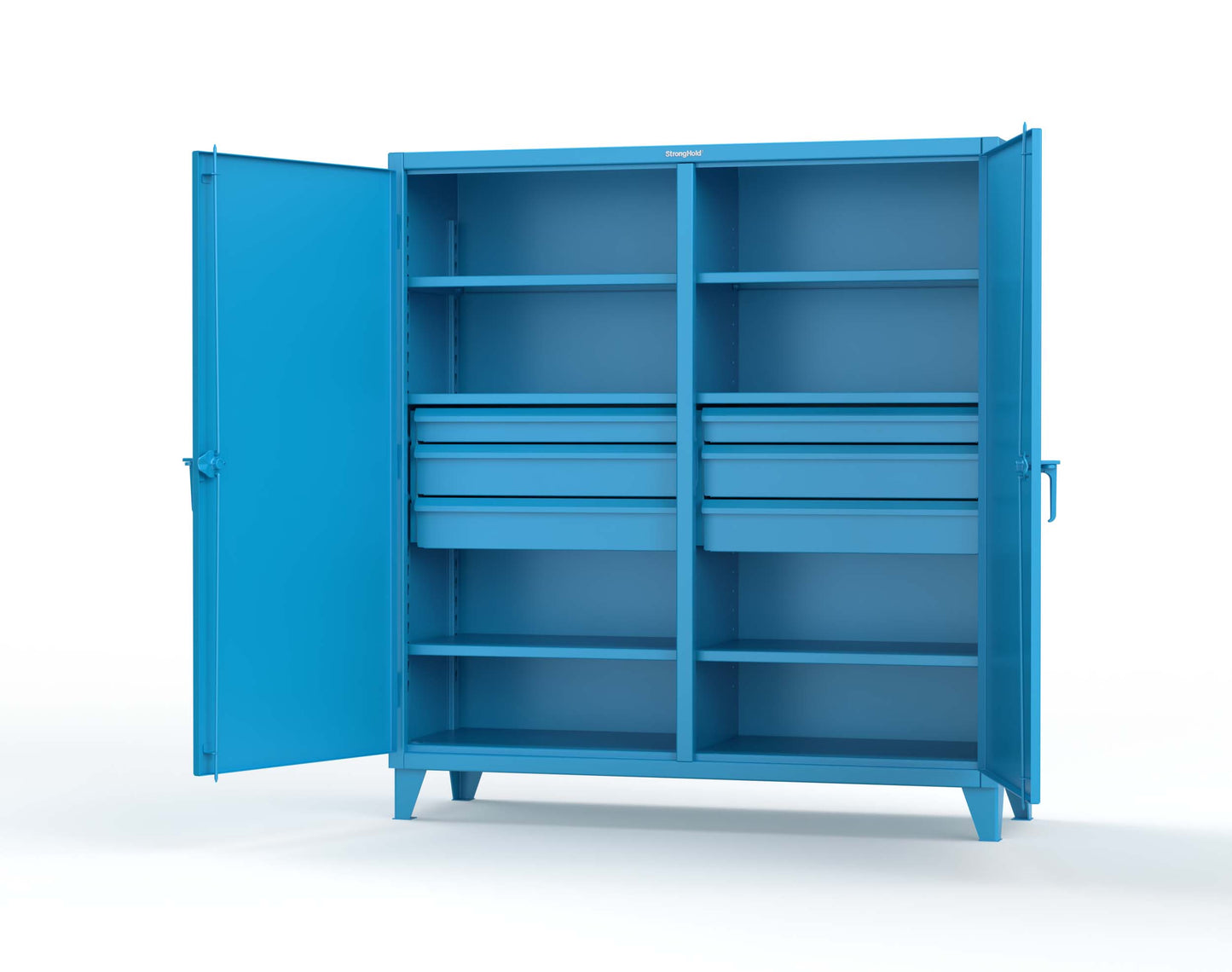 Extreme Duty 12 GA Double Shift Cabinet with 6 Drawers, 6 Shelves - 72 In. W x 24 In. D x 78 In. H - 66-DS-246-6DB-5012