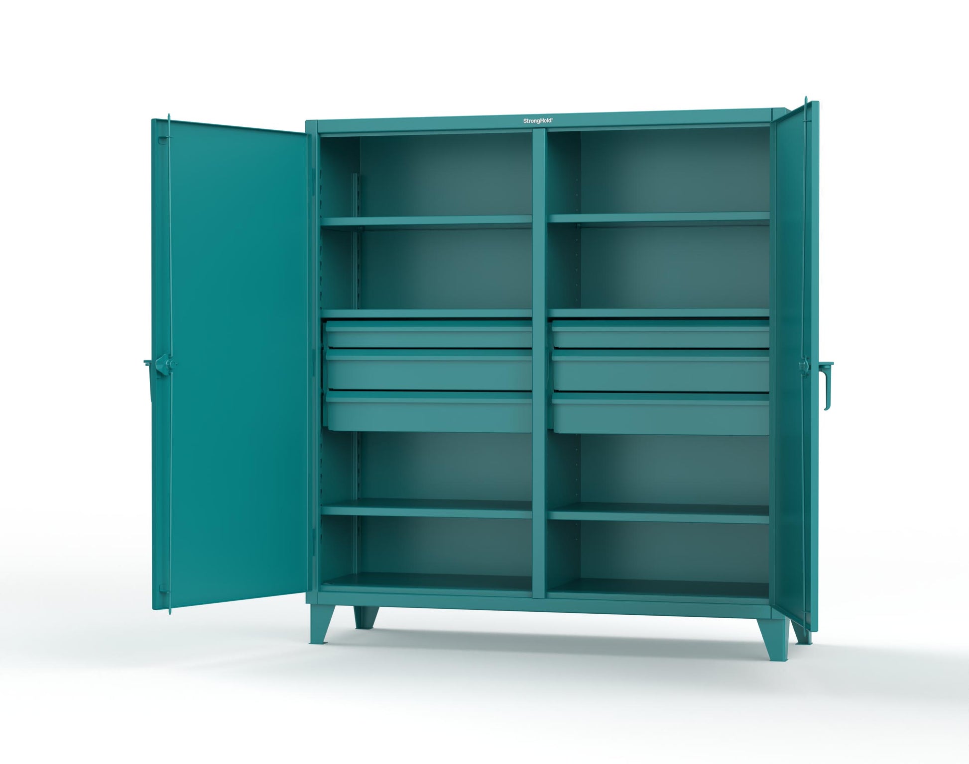 Extreme Duty 12 GA Double Shift Cabinet with 6 Drawers, 6 Shelves - 72 In. W x 24 In. D x 78 In. H - 66-DS-246-6DB-5021