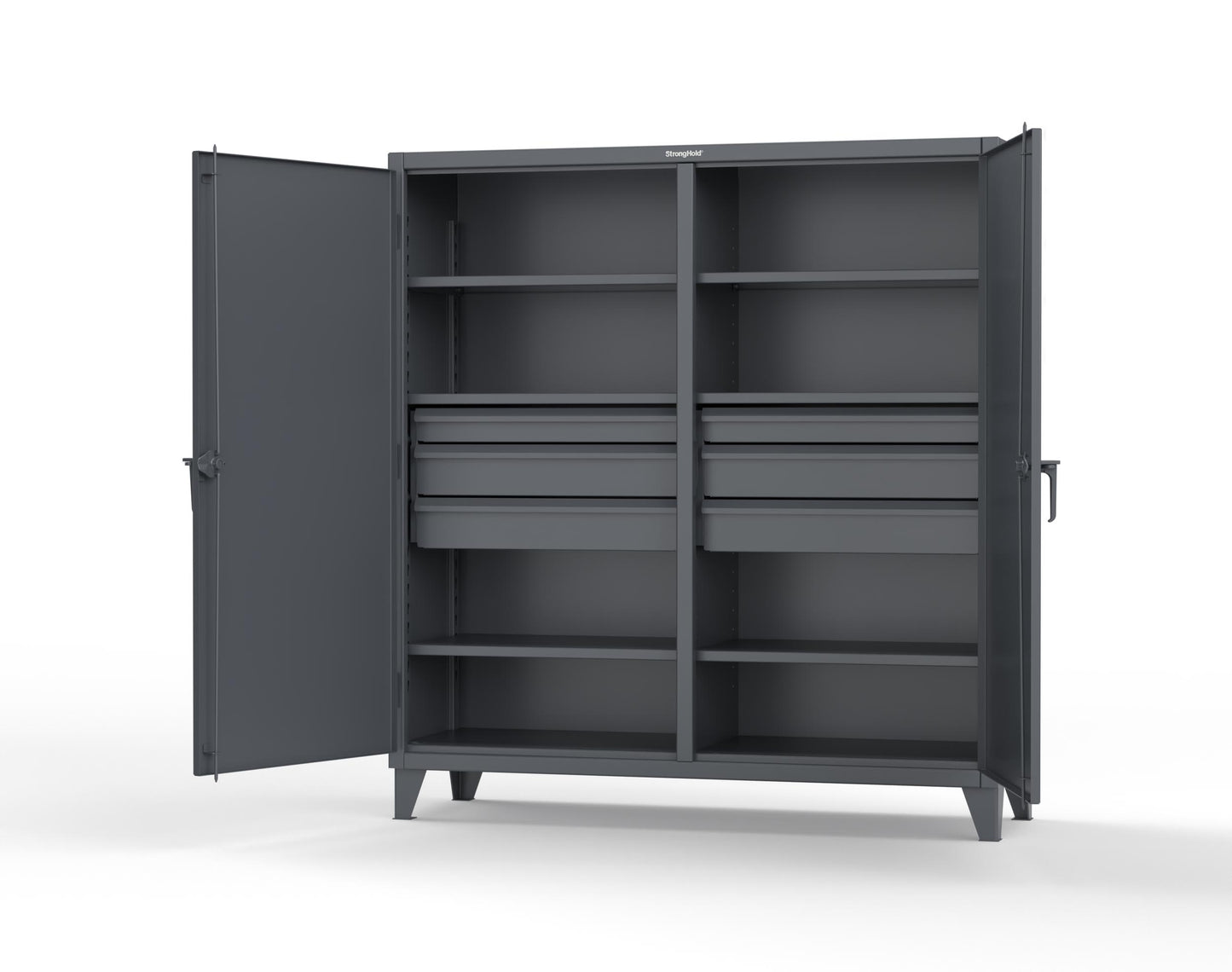 Extreme Duty 12 GA Double Shift Cabinet with 6 Drawers, 6 Shelves - 72 In. W x 24 In. D x 78 In. H - 66-DS-246-6DB-7024