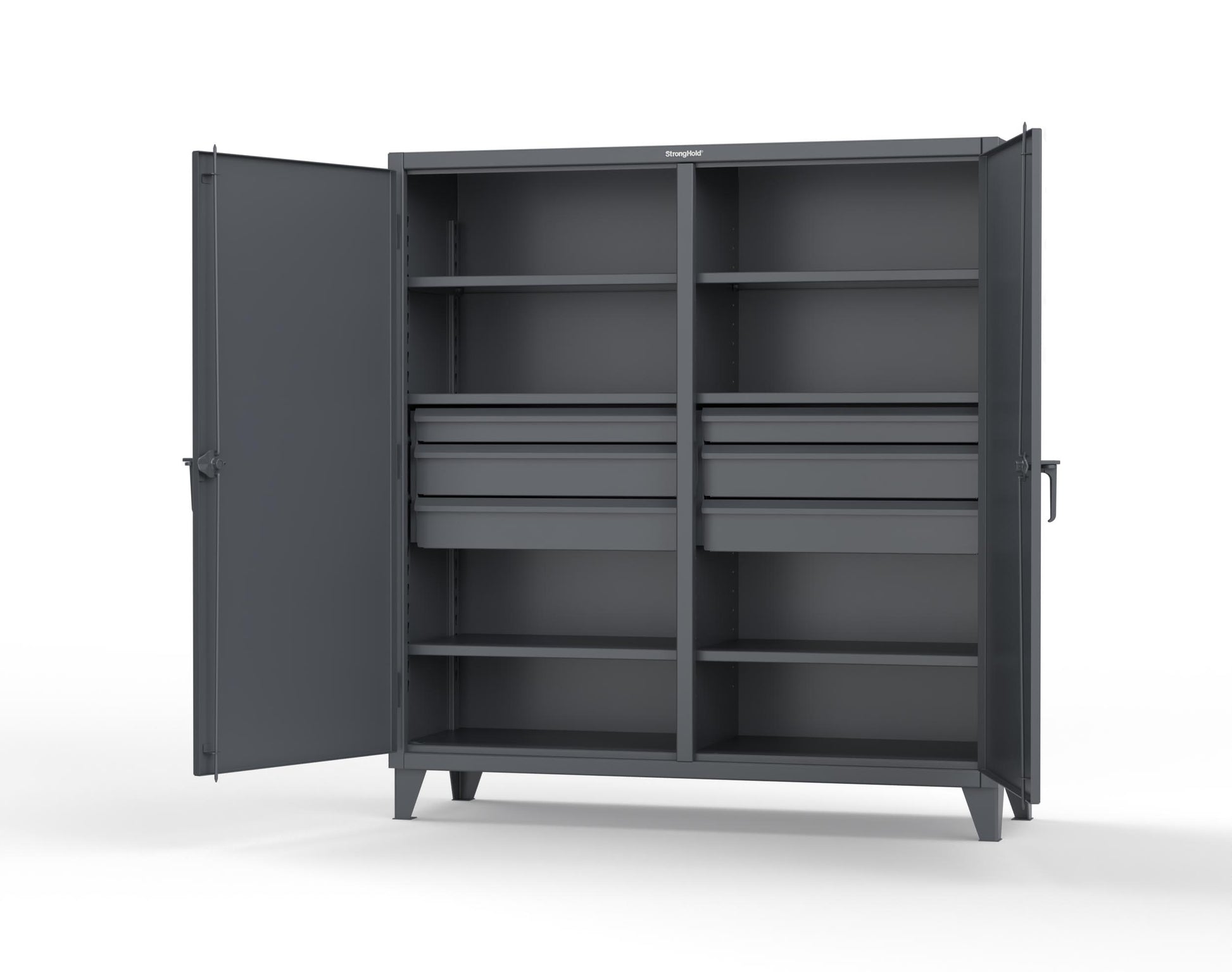Extreme Duty 12 GA Double Shift Cabinet with 6 Drawers, 6 Shelves - 72 In. W x 24 In. D x 78 In. H - 66-DS-246-6DB-7024