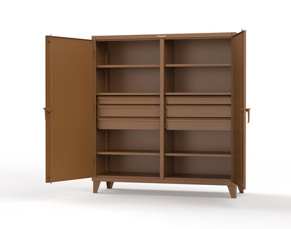 Extreme Duty 12 GA Double Shift Cabinet with 6 Drawers, 6 Shelves - 72 In. W x 24 In. D x 78 In. H - 66-DS-246-6DB-8008