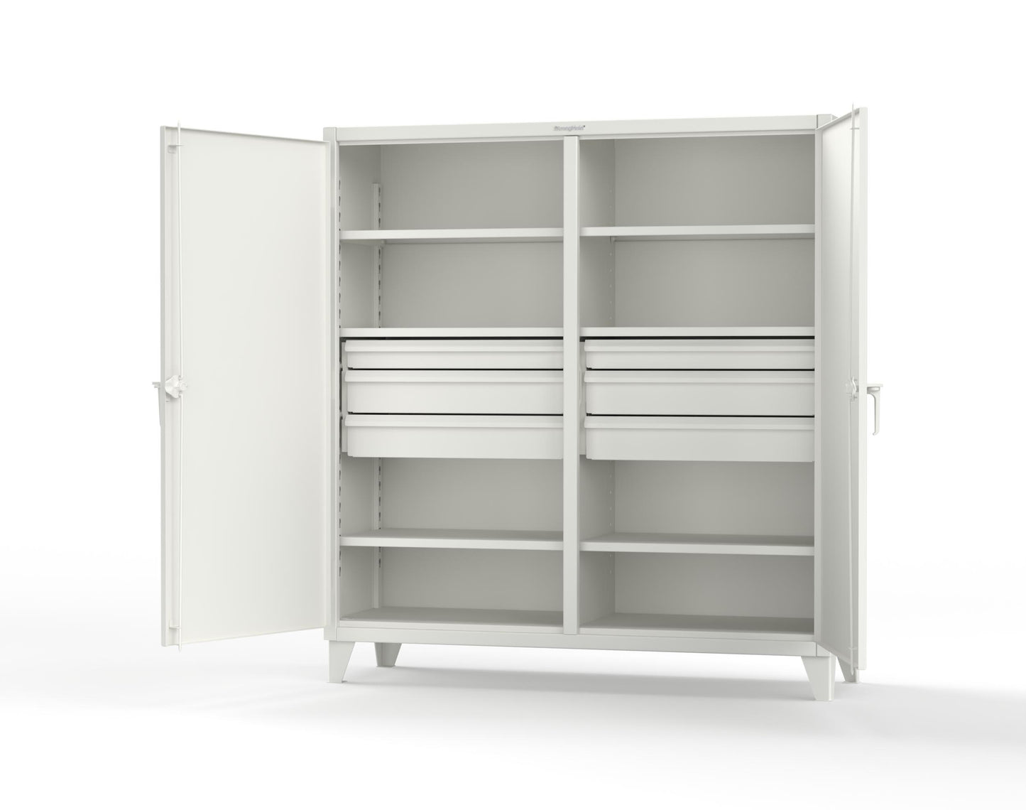 Extreme Duty 12 GA Double Shift Cabinet with 6 Drawers, 6 Shelves - 72 In. W x 24 In. D x 78 In. H - 66-DS-246-6DB-9003