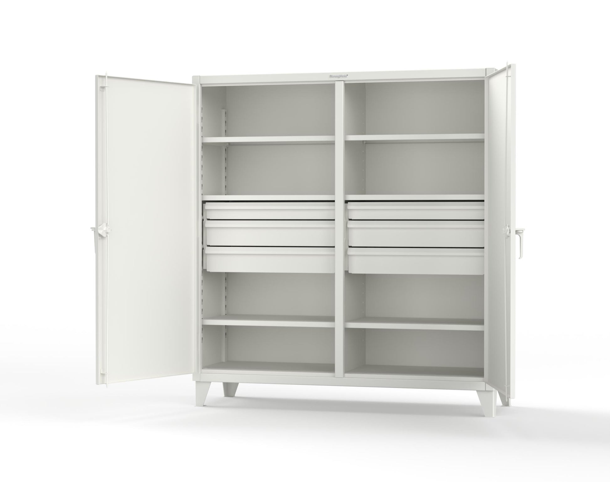 Extreme Duty 12 GA Double Shift Cabinet with 6 Drawers, 6 Shelves - 72 In. W x 24 In. D x 78 In. H - 66-DS-246-6DB-9003