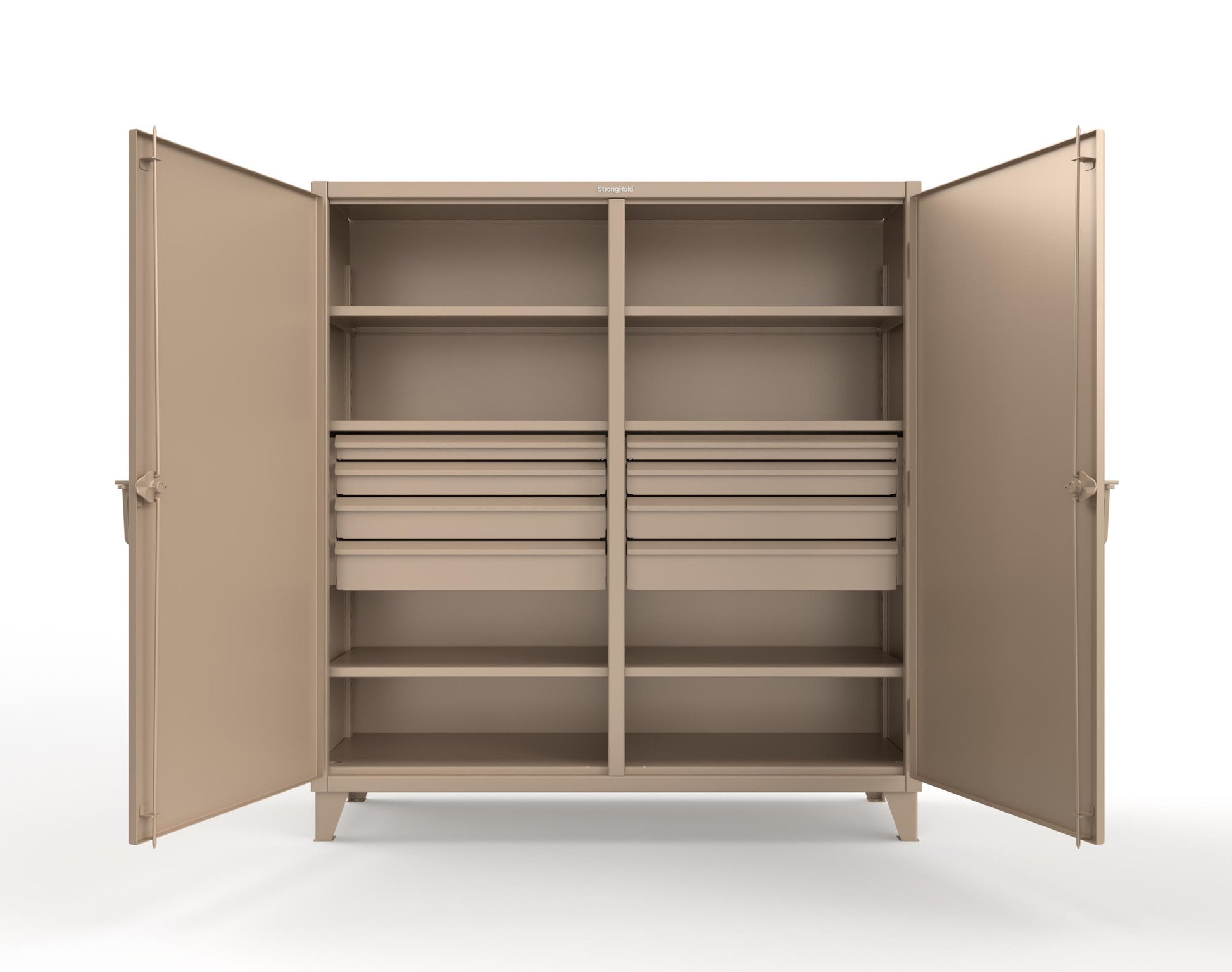 Extreme Duty 12 GA Double Shift Cabinet with 8 Drawers, 6 Shelves - 72 In. W x 24 In. D x 78 In. H - 66-DS-246-8DB-1019