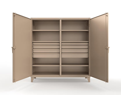 Extreme Duty 12 GA Double Shift Cabinet with 8 Drawers, 6 Shelves - 72 In. W x 24 In. D x 78 In. H - 66-DS-246-8DB-1019