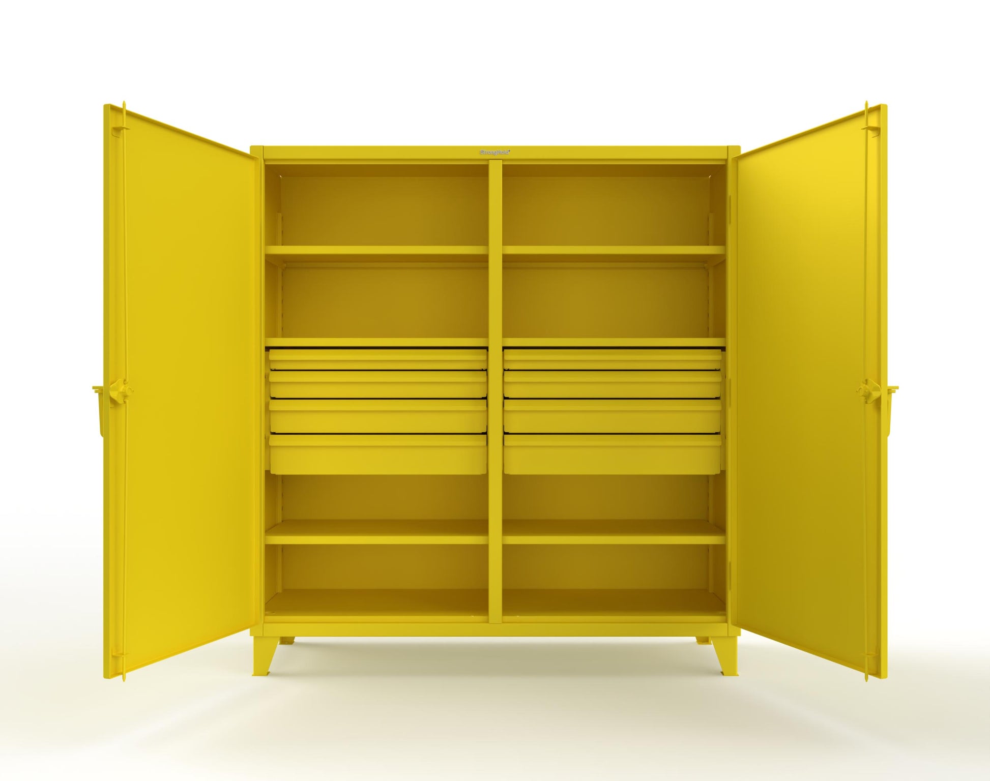 Extreme Duty 12 GA Double Shift Cabinet with 8 Drawers, 6 Shelves - 72 In. W x 24 In. D x 78 In. H - 66-DS-246-8DB-1021