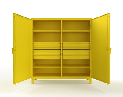 Extreme Duty 12 GA Double Shift Cabinet with 8 Drawers, 6 Shelves - 72 In. W x 24 In. D x 78 In. H - 66-DS-246-8DB-1021
