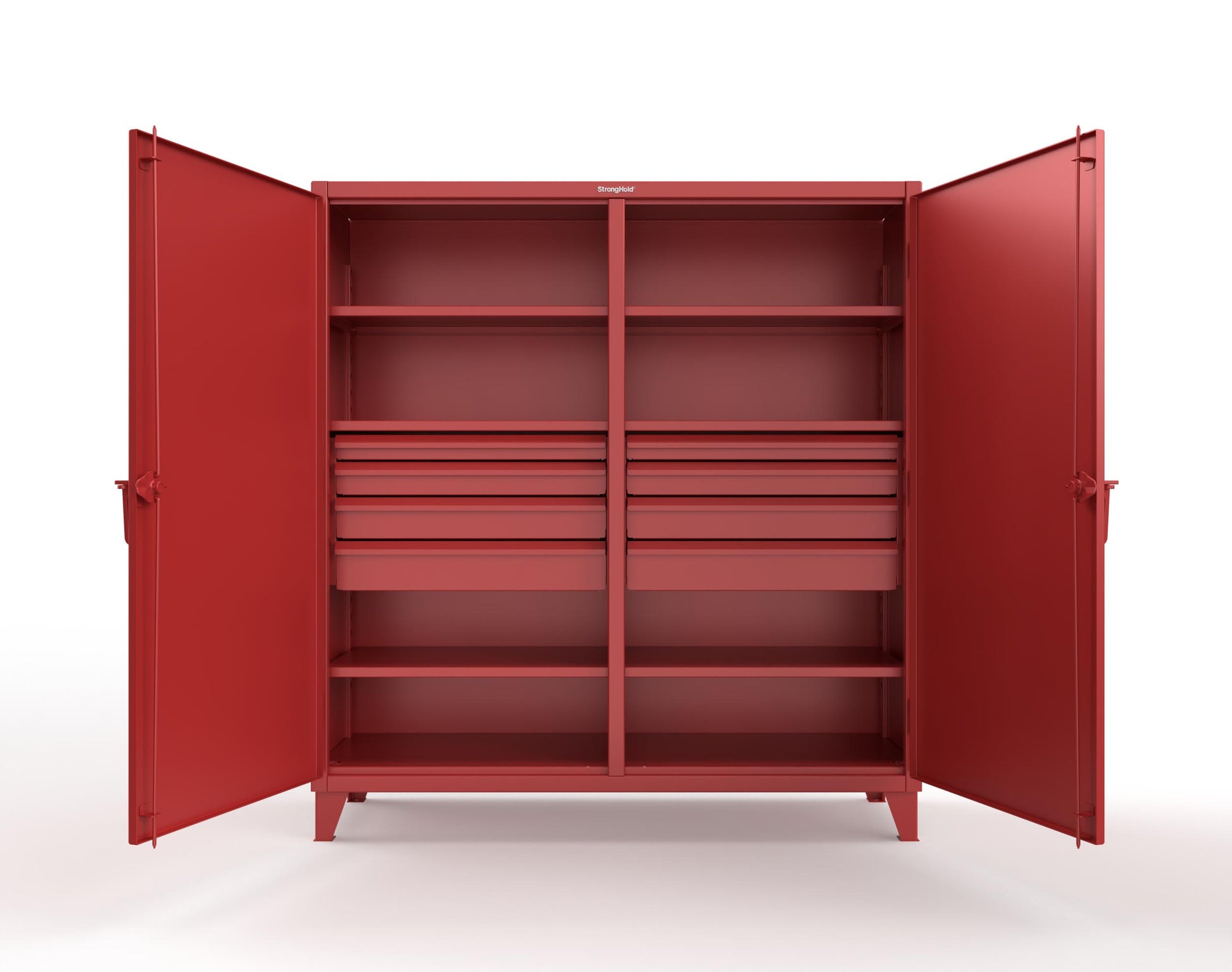 Extreme Duty 12 GA Double Shift Cabinet with 8 Drawers, 6 Shelves - 72 In. W x 24 In. D x 78 In. H - 66-DS-246-8DB-3001