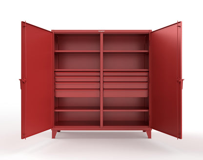 Extreme Duty 12 GA Double Shift Cabinet with 8 Drawers, 6 Shelves - 72 In. W x 24 In. D x 78 In. H - 66-DS-246-8DB-3001