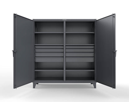 Extreme Duty 12 GA Double Shift Cabinet with 8 Drawers, 6 Shelves - 72 In. W x 24 In. D x 78 In. H - 66-DS-246-8DB-7024